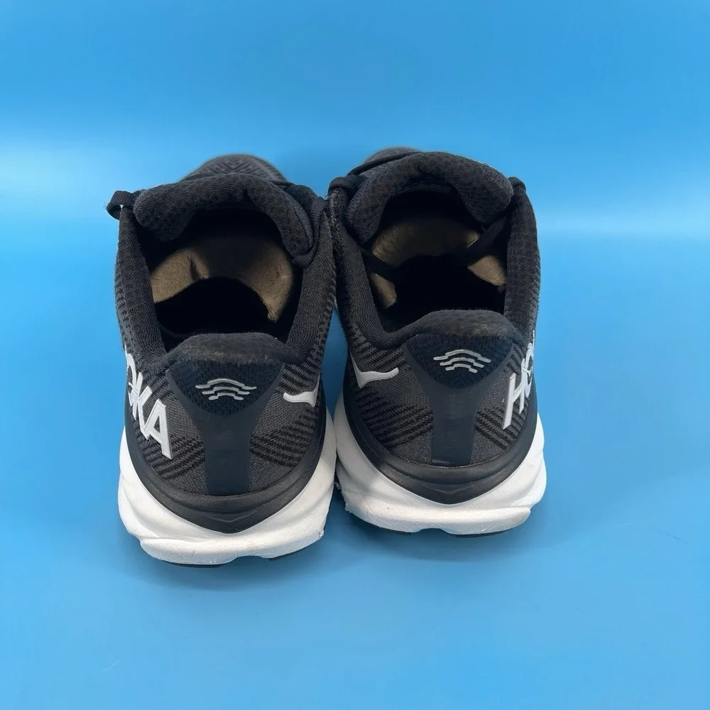 Women's HOKA Clifton 9 Running Shoes – Black/White – Size 9B